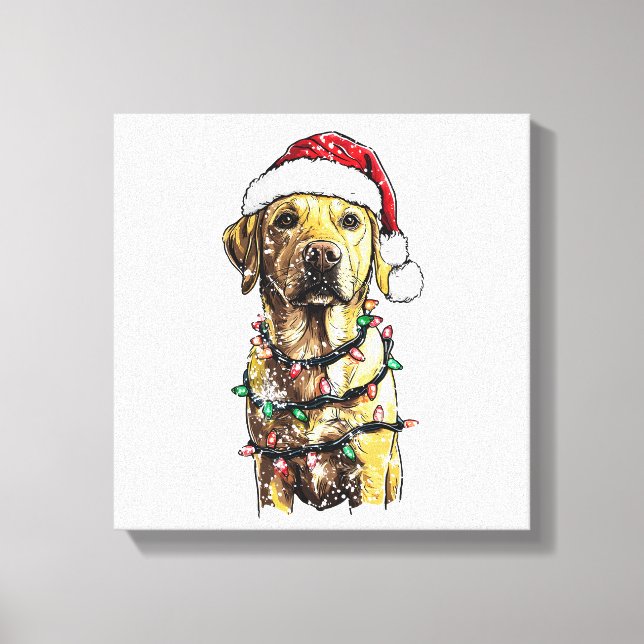Labrador Retriever Hundar Träd Jul Tröja Xma Canvastryck (Framsida)
