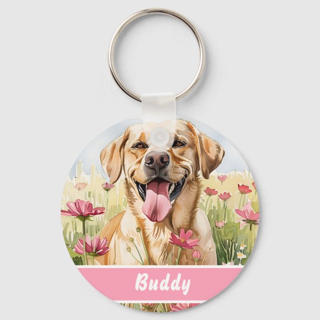 Labrador Retriever Hundmärke – Anpassad Info Nyckelring (Framsida)