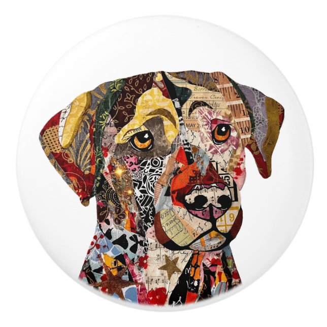 Labrador Retriever i blandad teknik  Knopp (Framsidan)