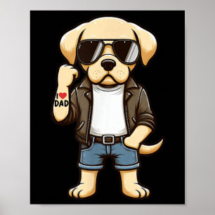 Labrador Retriever I Kärlek Pappa Rolig hund Tatto Poster
