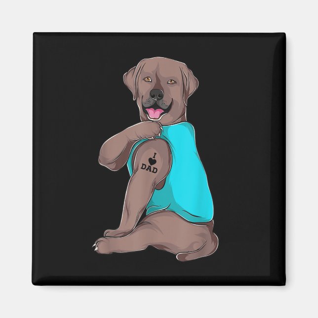 Labrador Retriever I Kärlek Pappa Tattoapparel, Hu Magnet (Framsidan)