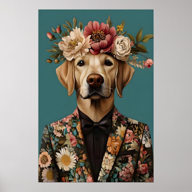 Labrador Retriever i kostymaffisch, Labrador Poster (Framsidan)