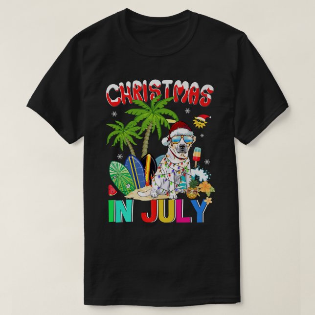 Labrador Retriever i Santa Hat Sunglasses Christm T Shirt (Design framsida)
