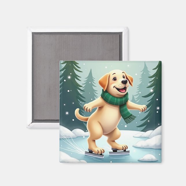 Labrador Retriever Isdans Julmålning Magnet (Front/Back)