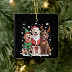 Labrador Retriever Jul Hundar Santa Ren Julgransprydnad Keramik