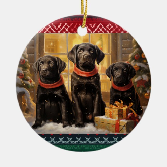 Labrador Retriever jul Julgransprydnad Keramik (Framsidan)