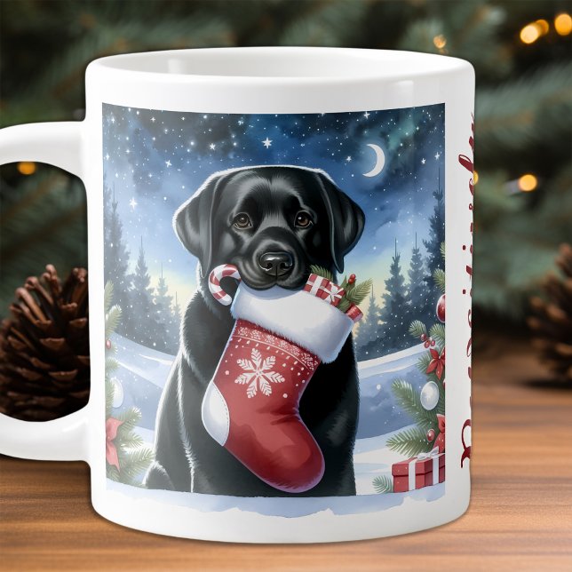 Labrador Retriever jul Stocking Puppy Hund Jumbo Mugg (Skapare uppladdad)