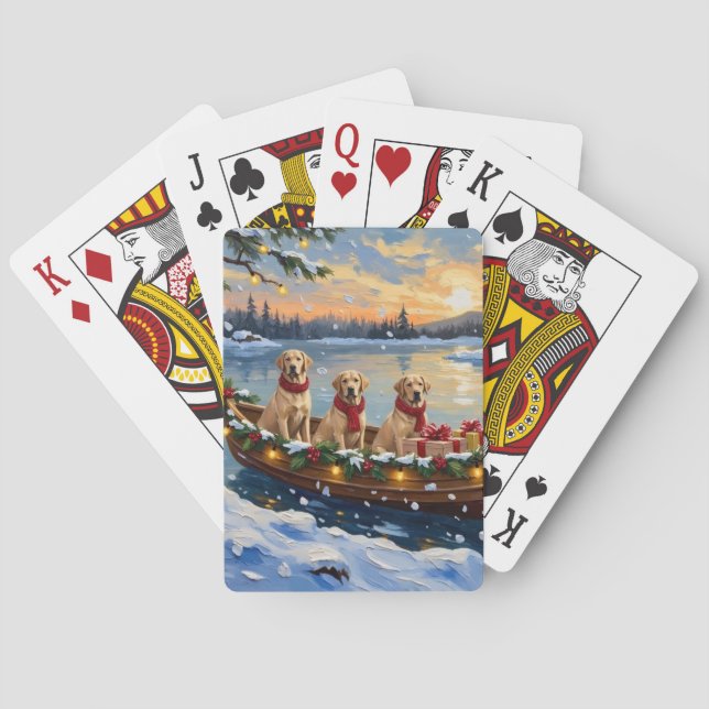 Labrador Retriever Julbåt Högtid Casinokort (Baksidan)