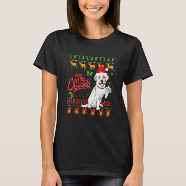 Labrador Retriever Julbelysning Tomtehatt Hund  T Shirt (Framsida)