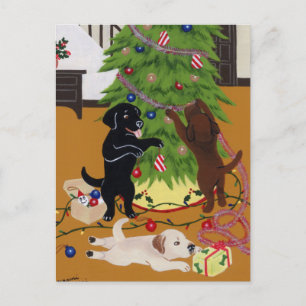 Labrador Retriever Julgran Helg Vykort