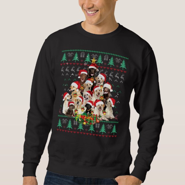 Labrador Retriever Julgran Ugly Sweater Lång Ärmad Tröja (Framsida)