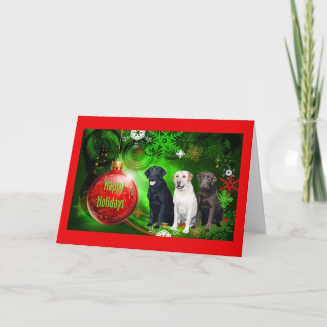 Labrador Retriever-julkort Red Boll10 Helgkort (Framsida)