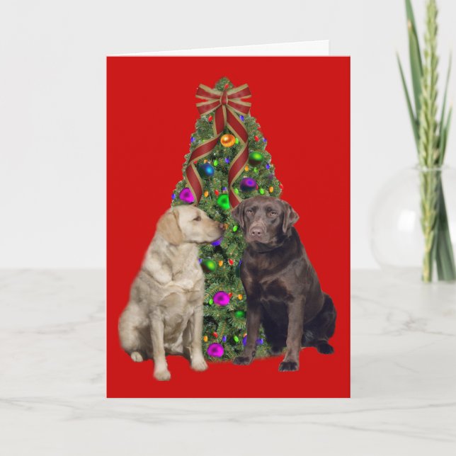 Labrador Retriever-julkort Träd Helgkort (Framsida)