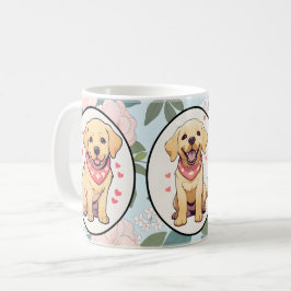 Labrador Retriever, klassisk blomma, bakgrund Kaffemugg
