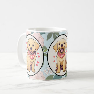 Labrador Retriever, klassisk blomma, bakgrund Kaffemugg