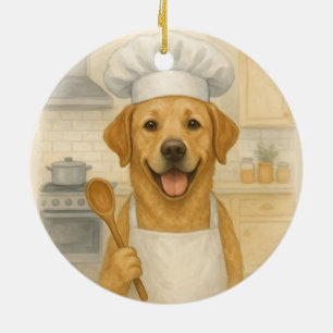 Labrador Retriever-kock Rolig Hemmatillagning Julgransprydnad Keramik