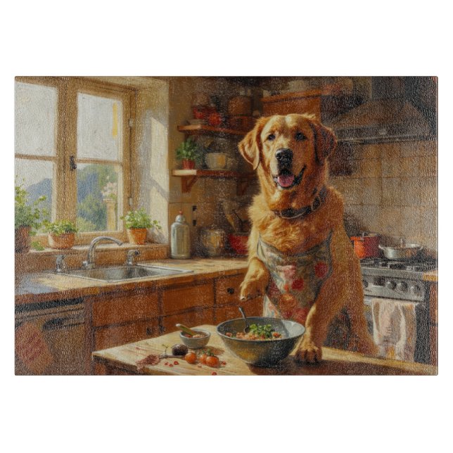 Labrador Retriever lagar mat i köket (Framsidan)