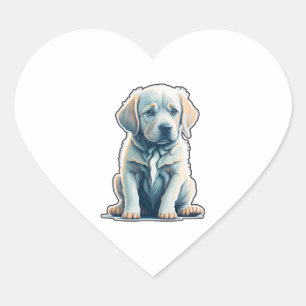 Labrador Retriever Lugn Puppy Hjärtformat Klistermärke