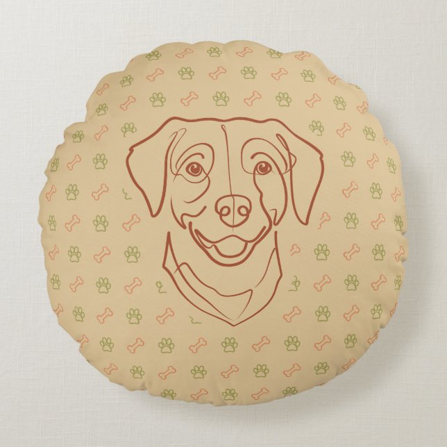 Labrador Retriever. Lycka Edition! Rund Kudde (Framsidan)