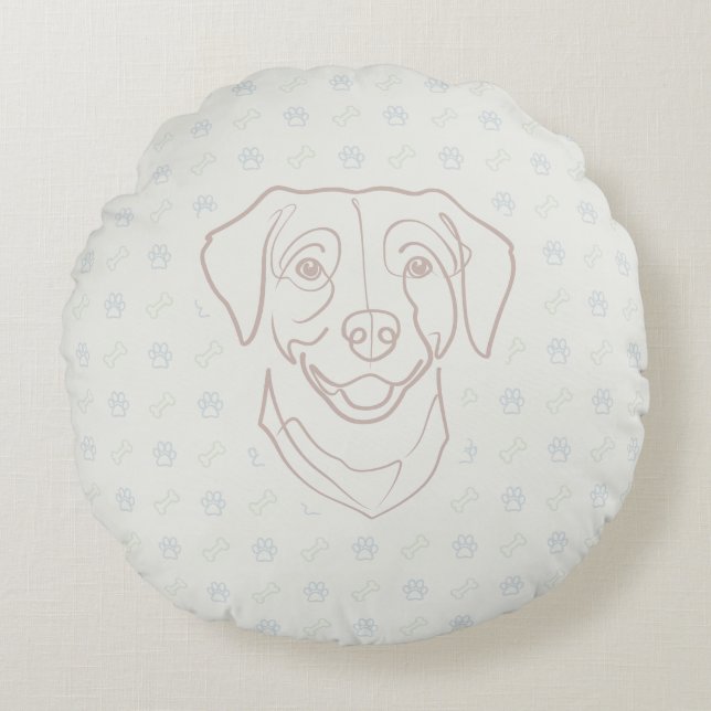 Labrador Retriever. Lycka Edition! Rund Kudde (Framsidan)