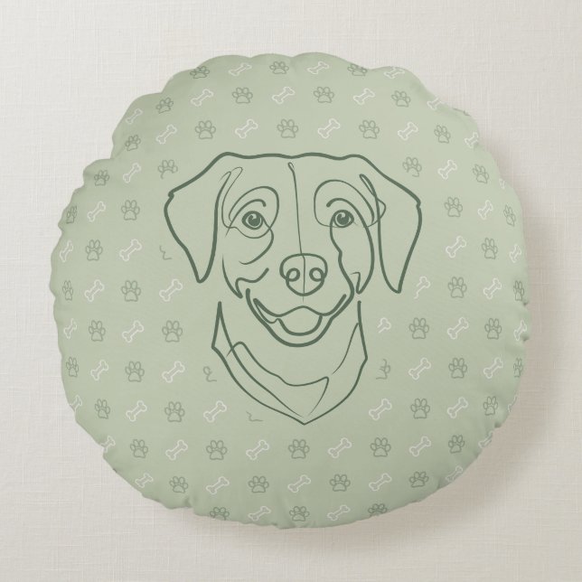 Labrador Retriever. Lycka Edition! Rund Kudde (Framsidan)