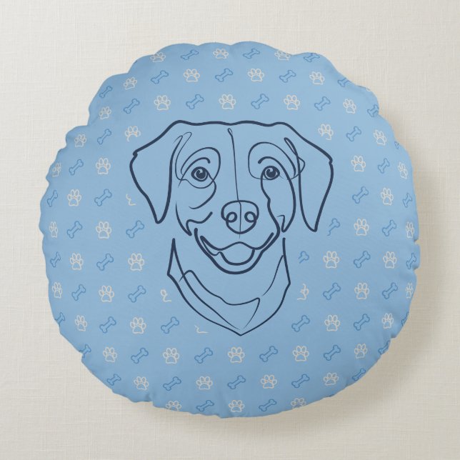 Labrador Retriever. Lycka Edition! Rund Kudde (Framsidan)