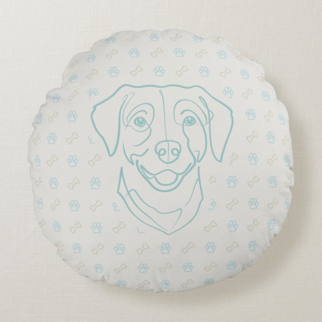 Labrador Retriever. Lycka Edition! Rund Kudde (Framsidan)