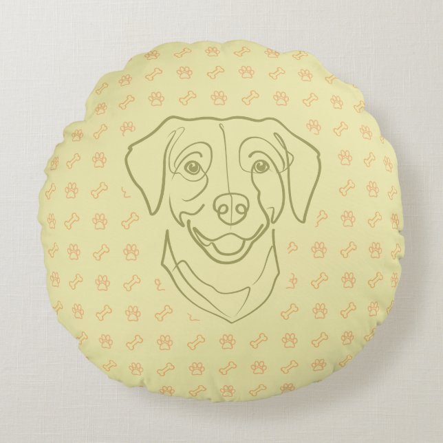 Labrador Retriever. Lycka Edition! Rund Kudde (Framsidan)