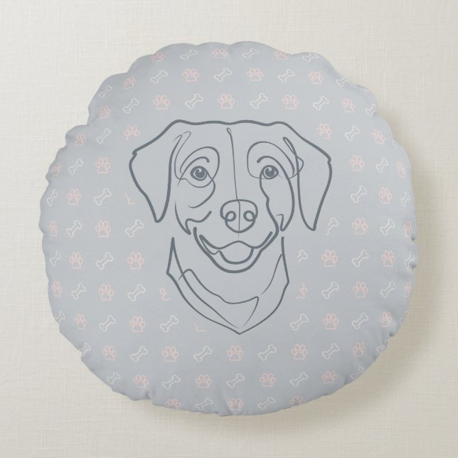 Labrador Retriever. Lycka Edition! Rund Kudde (Framsidan)