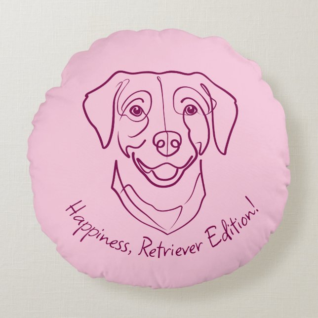 Labrador Retriever. Lycka, Retriever Edition! Rund Kudde (Framsidan)