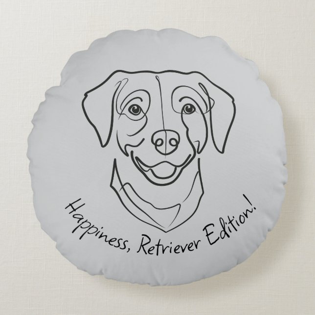 Labrador Retriever. Lycka, Retriever Edition! Rund Kudde (Framsidan)