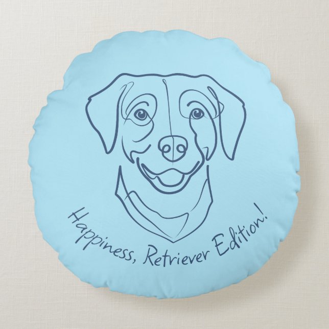 Labrador Retriever. Lycka, Retriever Edition! Rund Kudde (Framsidan)