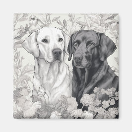 Labrador Retriever Magnet - Två Hundar