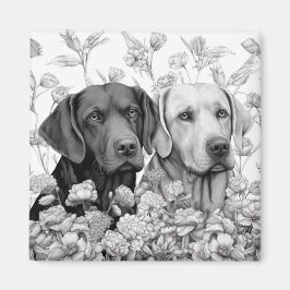 Labrador Retriever Magnet - Två Hundar