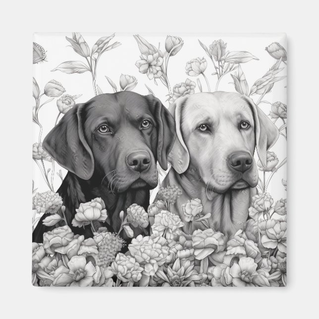 Labrador Retriever Magnet - Två Hundar (Framsidan)