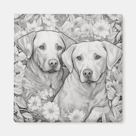 Labrador Retriever Magnet - Två Hundar