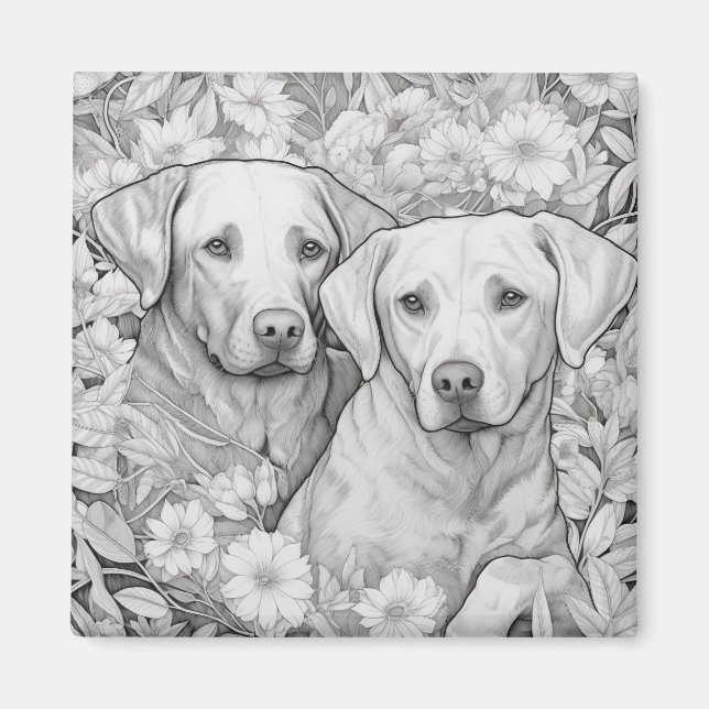 Labrador Retriever Magnet - Två Hundar (Framsidan)