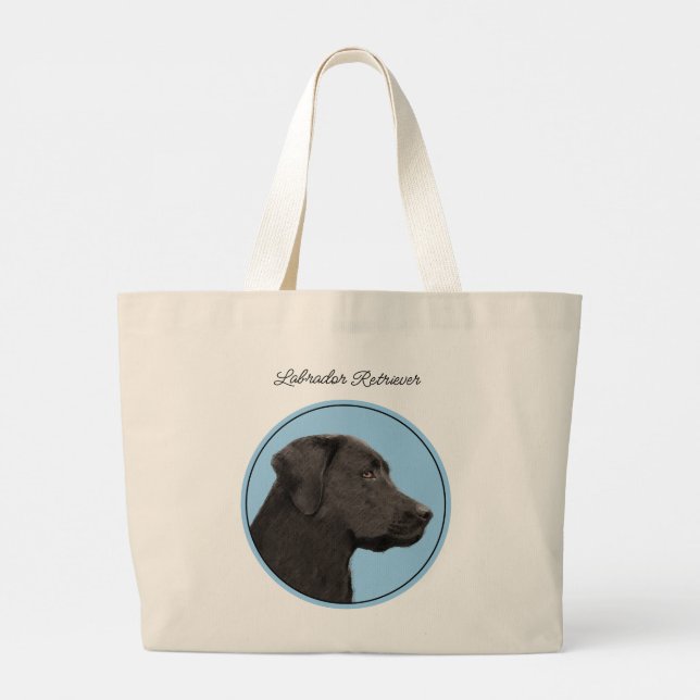 Labrador Retriever målar Svart lab Pet Hund Art Jumbo Tygkasse (Baksida)