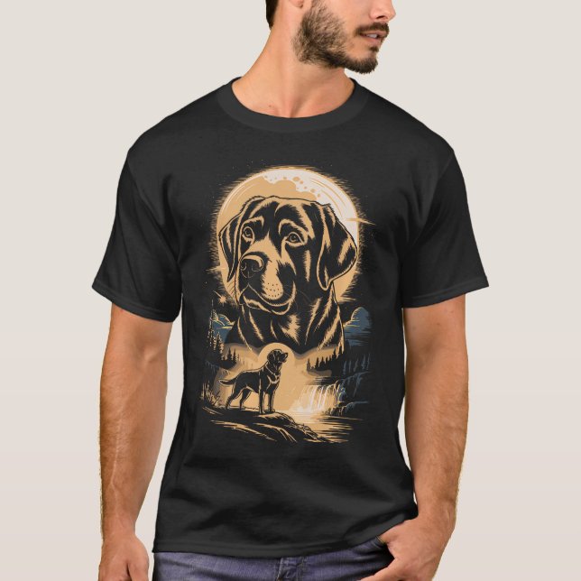 Labrador Retriever Månskensvattenfall T Shirt (Framsida)