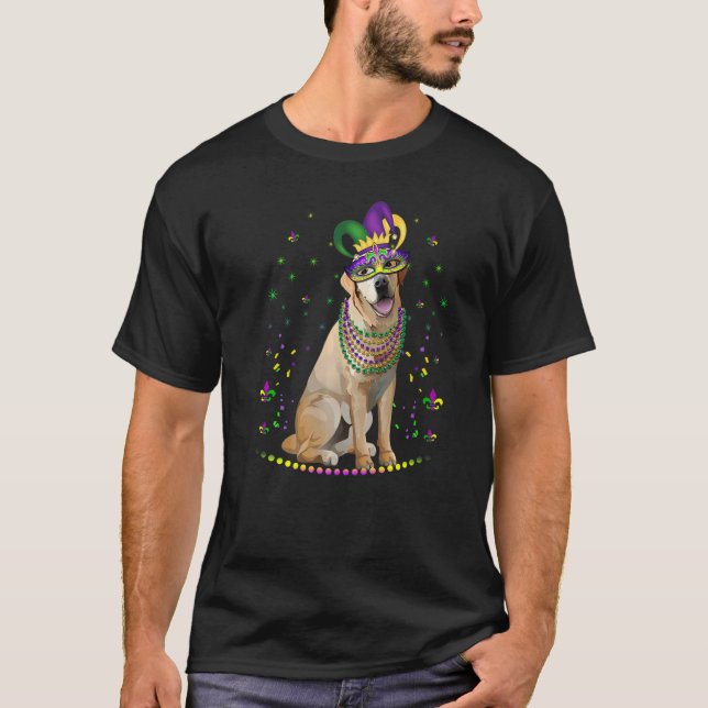 Labrador Retriever Mardi Gras Karnevaldoktör T Shirt (Framsida)