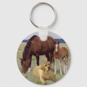 Labrador Retriever med hästar Keychain Nyckelring