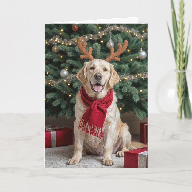 Labrador Retriever med renare Antlers Helgkort (Framsida)