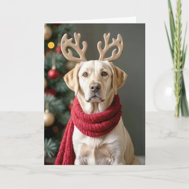 Labrador Retriever med renare Antlers Helgkort (Framsida)