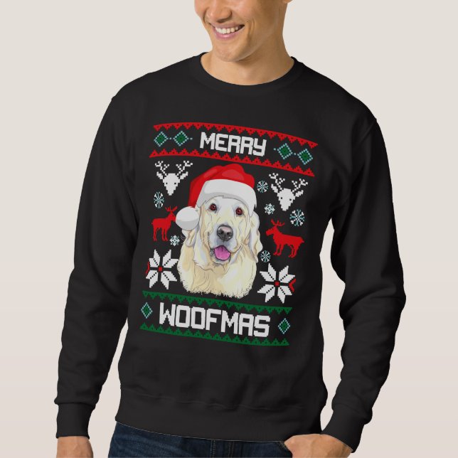 Labrador Retriever Merry Woofmas jul-Hund Lång Ärmad Tröja (Framsida)