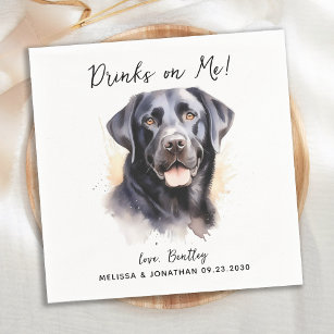 Labrador Retriever Modern Hund Bröllop Cocktail Pappersservett