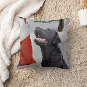 Labrador Retriever möter jultomten Kudde