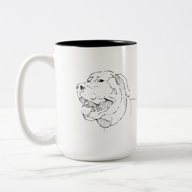 Labrador Retriever Mugg, Hund Linjekonst Två-Tonad Mugg (Vänster)
