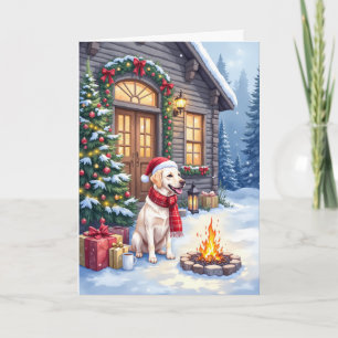 Labrador Retriever Mysig Julstuga Högtid Kort