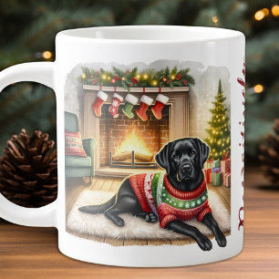 Labrador Retriever Mysigt jul Puppy Hund Jumbo Mugg