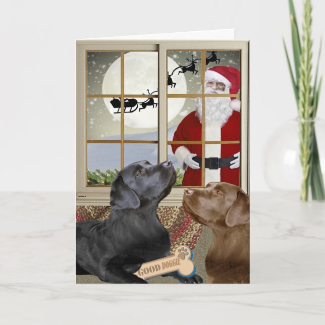 Labrador Retriever Naughty eller Nice-julkort Helgkort (Framsida)